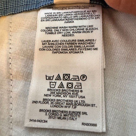 Brooks Brothers Shorts Men 36 Blue Cotton Mid Rise Belted Chino Flat Front - Picture 8 of 9